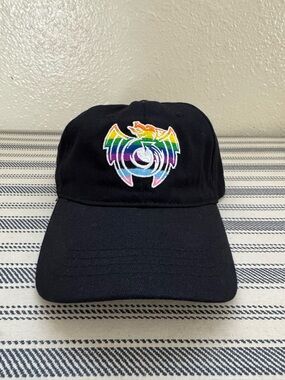 Black Baseball Cap with Rainbow Dragon Embroidered Logo